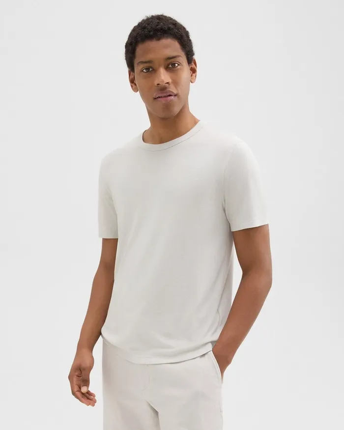 Men TShirts Polos Theory Essential Tee In Anemone Modal Jersey Limestone