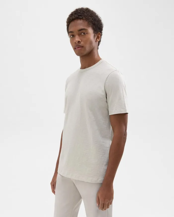 Men TShirts Polos Theory Essential Tee In Cosmos Slub Cotton Limestone