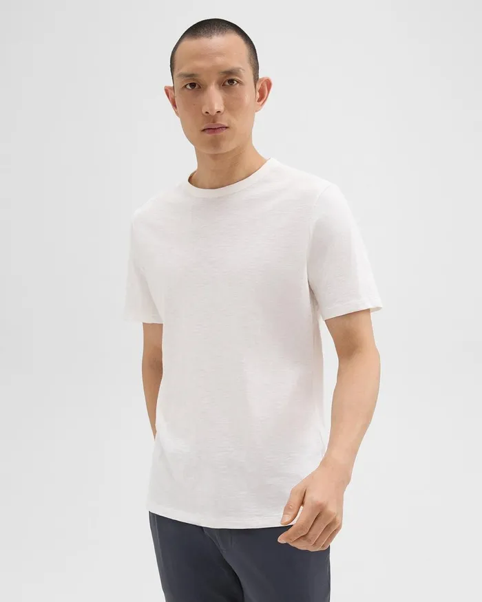 Men TShirts Polos Theory Essential Tee In Cosmos Slub Cotton White