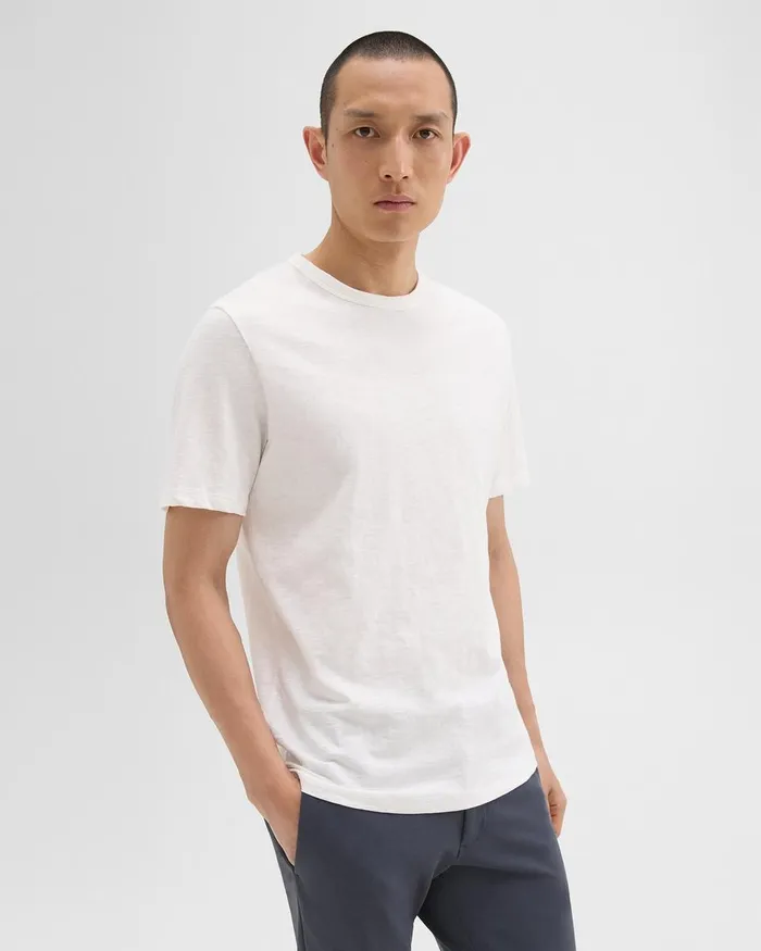 Men TShirts Polos Theory Essential Tee In Cosmos Slub Cotton White