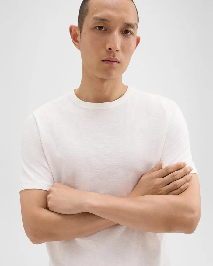 Men TShirts Polos Theory Essential Tee In Cosmos Slub Cotton White