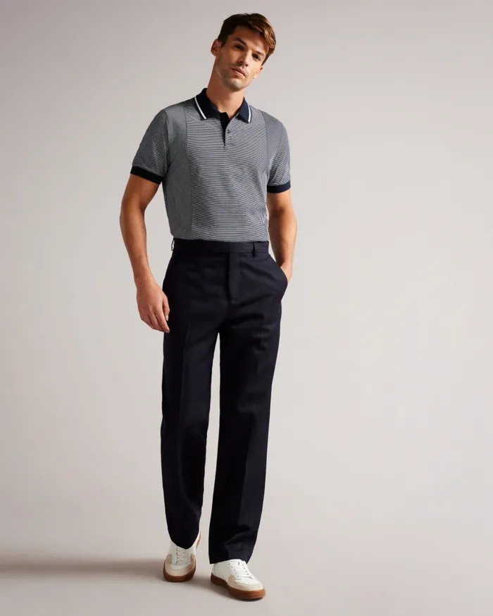 Men TAIGAA 8211 Short Sleeve Regular Striped Panelled Polo Navy Ted Baker Polo Shirts Men TAIGAA 8211 Short Sleeve Regular Striped Panelled Polo Navy Ted Baker Polo Shirts