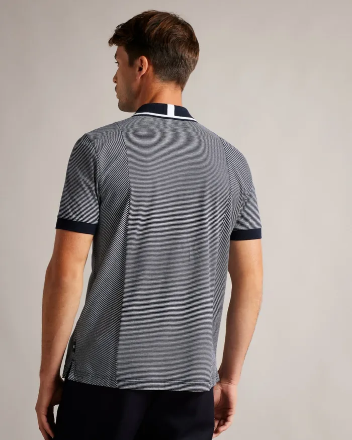 Men TAIGAA 8211 Short Sleeve Regular Striped Panelled Polo Navy Ted Baker Polo Shirts Men TAIGAA 8211 Short Sleeve Regular Striped Panelled Polo Navy Ted Baker Polo Shirts