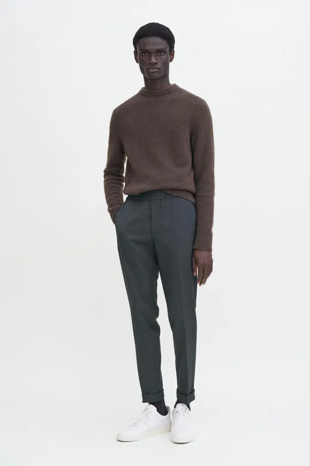 Men Terry Cropped Trousers Green Melange Filippa K Trousers