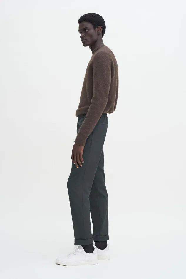 Men Terry Cropped Trousers Green Melange Filippa K Trousers
