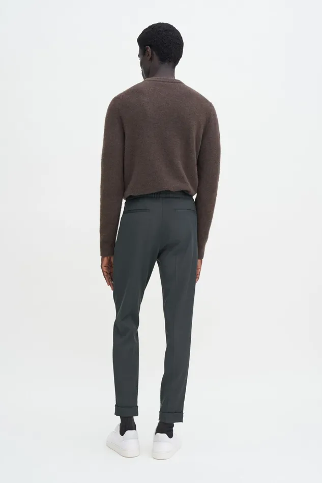 Men Terry Cropped Trousers Green Melange Filippa K Trousers