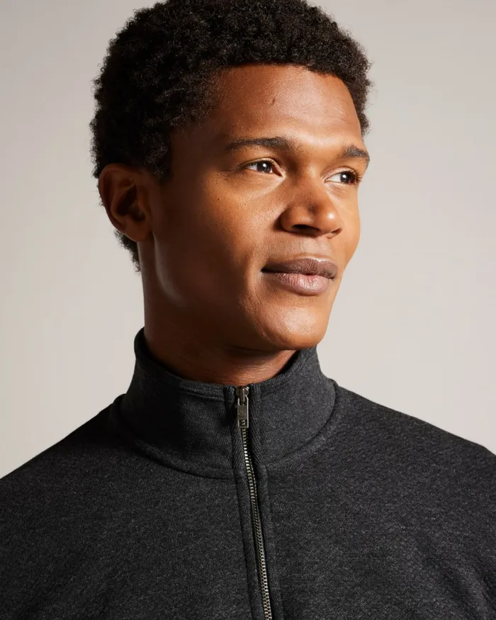 Men TOLTI 8211 Quilted Jersey Half Zip Jumper Charcoal Ted Baker Jumpers and Knitwear Men TOLTI 8211 Quilted Jersey Half Zip Jumper Charcoal Ted Baker Jumpers and Knitwear