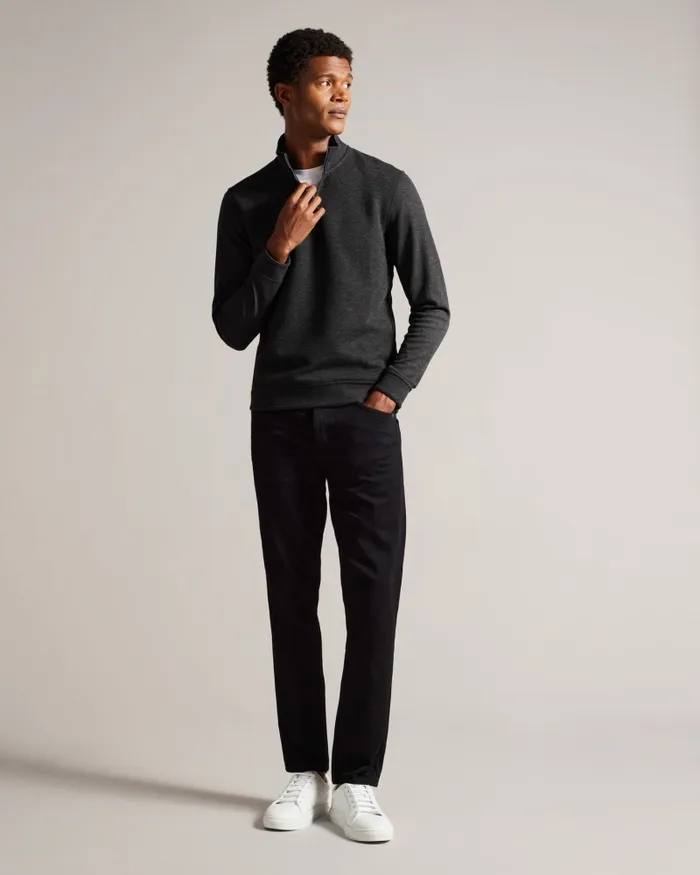Men TOLTI 8211 Quilted Jersey Half Zip Jumper Charcoal Ted Baker Jumpers and Knitwear Men TOLTI 8211 Quilted Jersey Half Zip Jumper Charcoal Ted Baker Jumpers and Knitwear