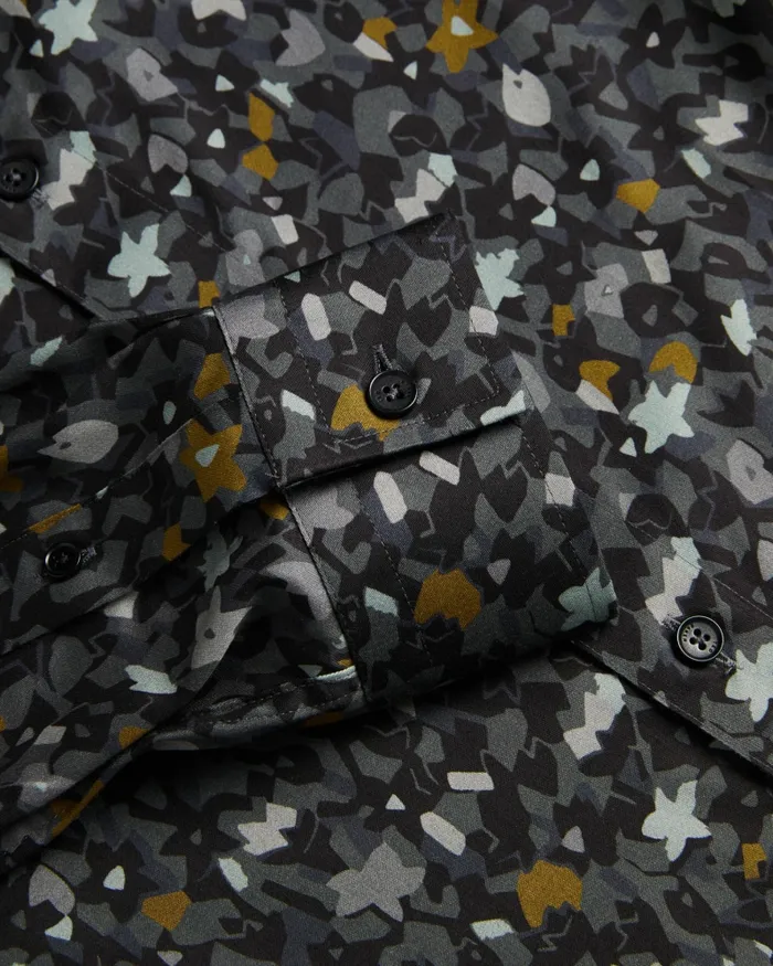 Men TORTED 8211 Long Sleeve Floral Print Shirt Grey Ted Baker Shirts