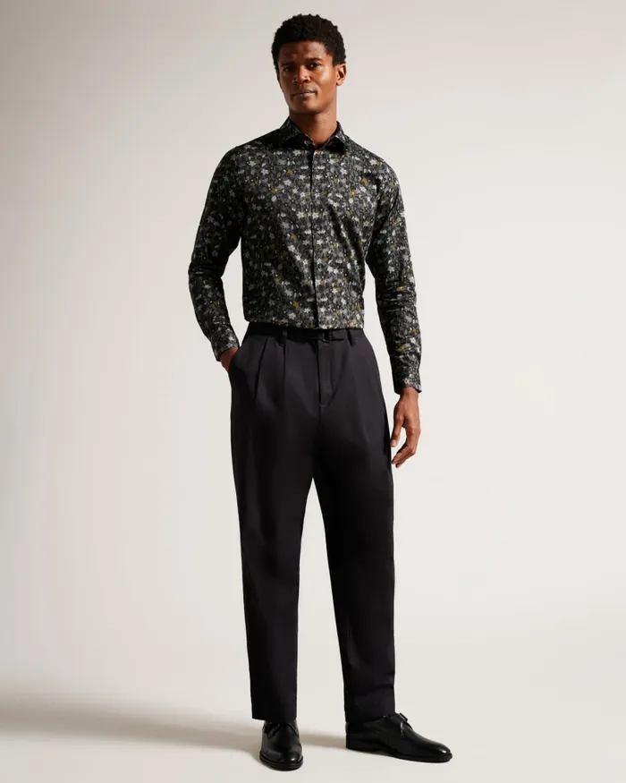Men TORTED 8211 Long Sleeve Floral Print Shirt Grey Ted Baker Shirts