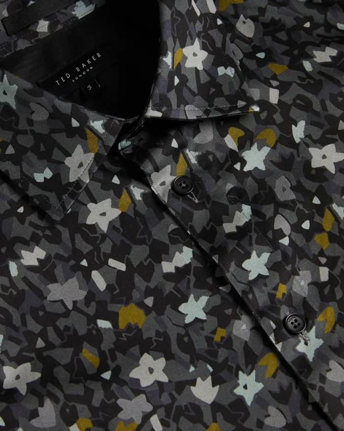 Men TORTED 8211 Long Sleeve Floral Print Shirt Grey Ted Baker Shirts