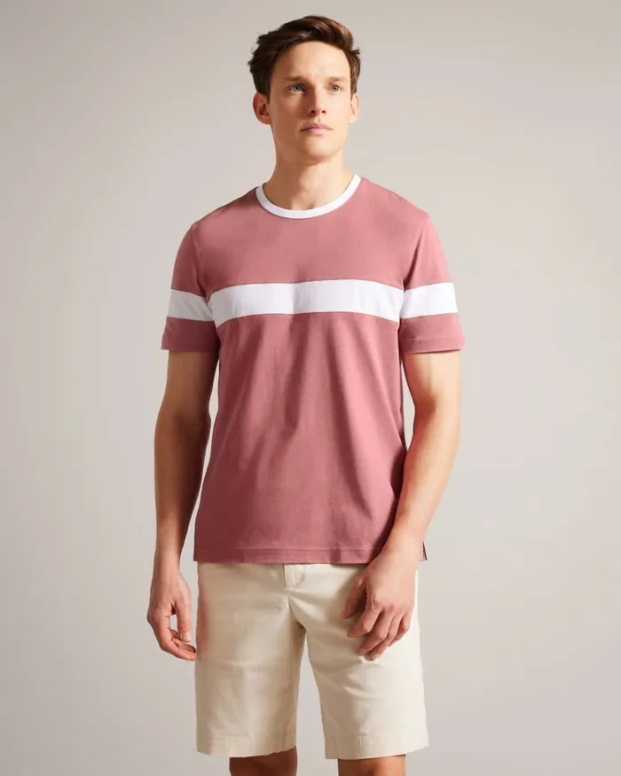 Men TREZ 8211 Short Sleeve Regular Colour Block TShirt Medium Pink Ted Baker Tops Men TREZ 8211 Short Sleeve Regular Colour Block TShirt Medium Pink Ted Baker Tops
