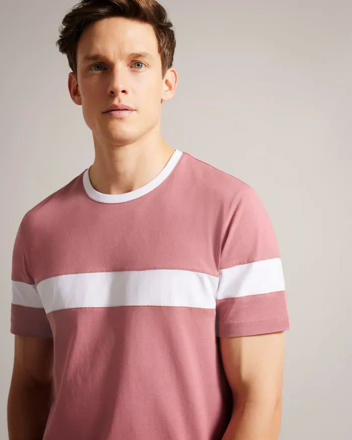 Men TREZ 8211 Short Sleeve Regular Colour Block TShirt Medium Pink Ted Baker Tops Men TREZ 8211 Short Sleeve Regular Colour Block TShirt Medium Pink Ted Baker Tops