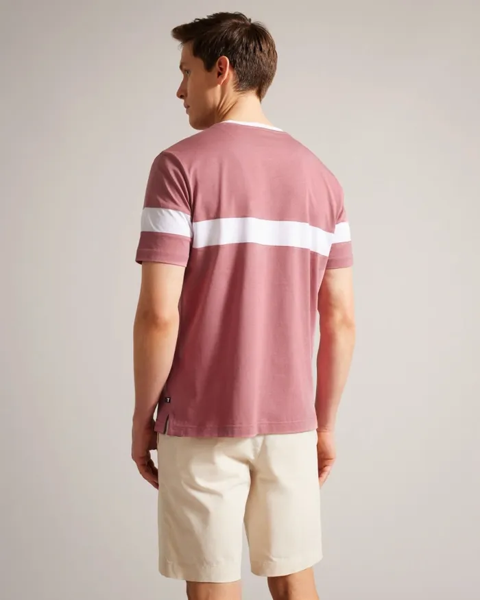 Men TREZ 8211 Short Sleeve Regular Colour Block TShirt Medium Pink Ted Baker Tops Men TREZ 8211 Short Sleeve Regular Colour Block TShirt Medium Pink Ted Baker Tops