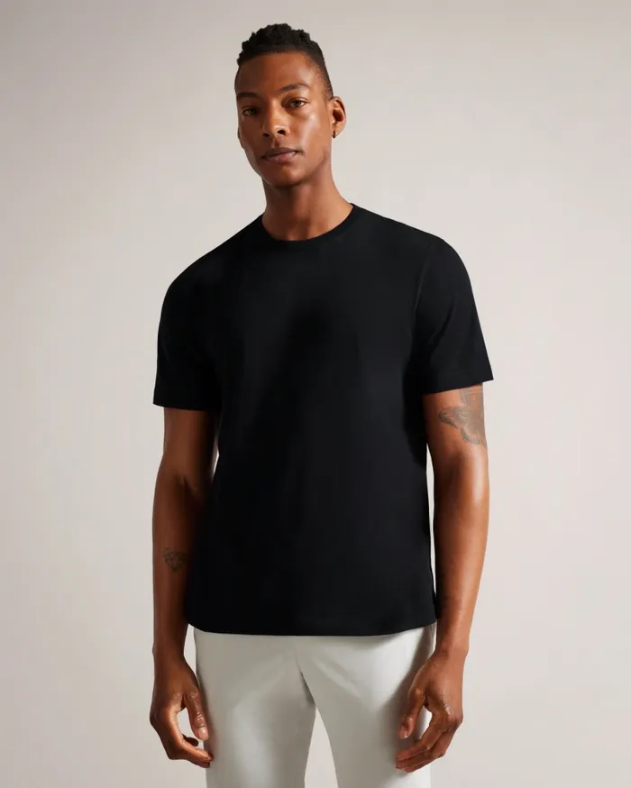 Men TYWINN 8211 Short Sleeve Regular Fit Plain Tshirt Black Ted Baker Tops Men TYWINN 8211 Short Sleeve Regular Fit Plain Tshirt Black Ted Baker Tops
