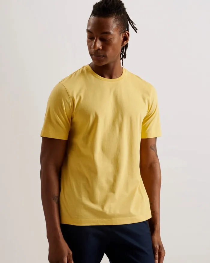 Men TYWINN 8211 Short Sleeve Regular Fit Plain Tshirt Yellow Ted Baker Tops Men TYWINN 8211 Short Sleeve Regular Fit Plain Tshirt Yellow Ted Baker Tops