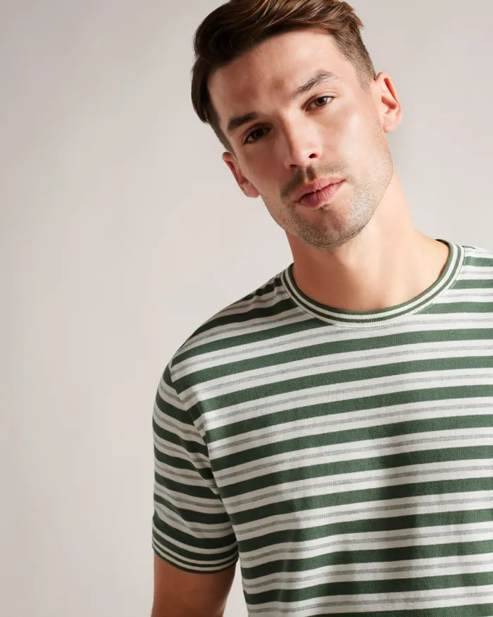 Men VADELL 8211 Short Sleeve Regular Fit Striped TShirt Khaki Ted Baker Tops Men VADELL 8211 Short Sleeve Regular Fit Striped TShirt Khaki Ted Baker Tops
