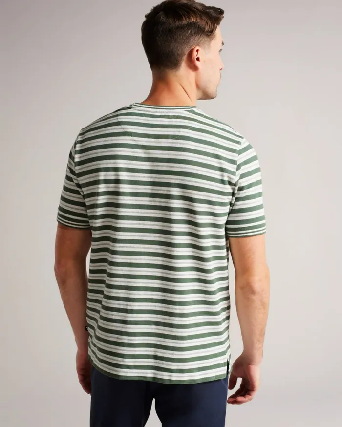 Men VADELL 8211 Short Sleeve Regular Fit Striped TShirt Khaki Ted Baker Tops Men VADELL 8211 Short Sleeve Regular Fit Striped TShirt Khaki Ted Baker Tops