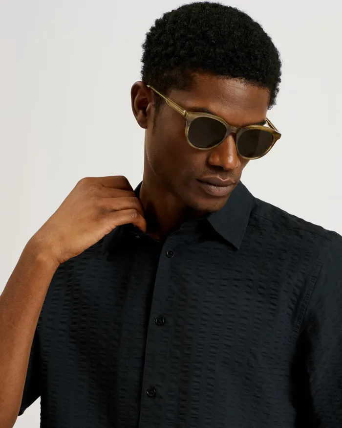Men VERDON 8211 Seersucker Stripe Cotton Shirt Black Ted Baker Shirts Men VERDON 8211 Seersucker Stripe Cotton Shirt Black Ted Baker Shirts