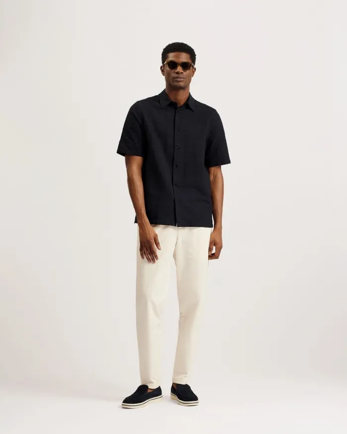 Men VERDON 8211 Seersucker Stripe Cotton Shirt Black Ted Baker Shirts Men VERDON 8211 Seersucker Stripe Cotton Shirt Black Ted Baker Shirts