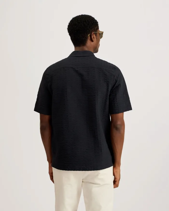 Men VERDON 8211 Seersucker Stripe Cotton Shirt Black Ted Baker Shirts Men VERDON 8211 Seersucker Stripe Cotton Shirt Black Ted Baker Shirts