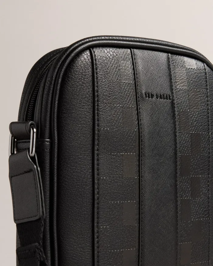 Men WAYDON 8211 House Check PU Flight Bag Black Ted Baker Cross Body Bags Men WAYDON 8211 House Check PU Flight Bag Black Ted Baker Cross Body Bags