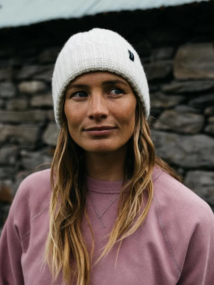MenWomen Asowen Chunky Rib Beanie Ecru Finisterre Hats and Beanies