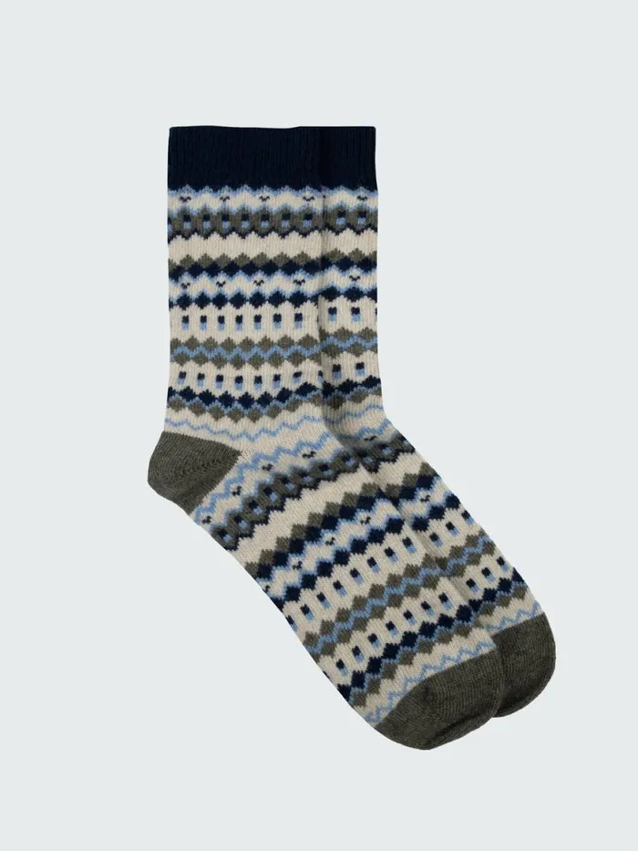 MenWomen Fair Isle Pattern Sock Olive Multi Finisterre Socks