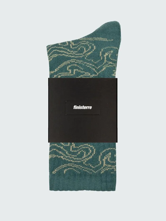 MenWomen High Tide Pattern Sock Pine Shadow Osmosis Finisterre Socks
