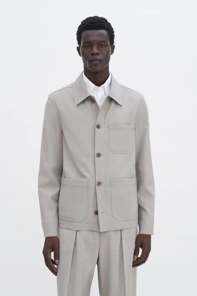 Men Work Jacket Sage Melange Filippa K Outerwear