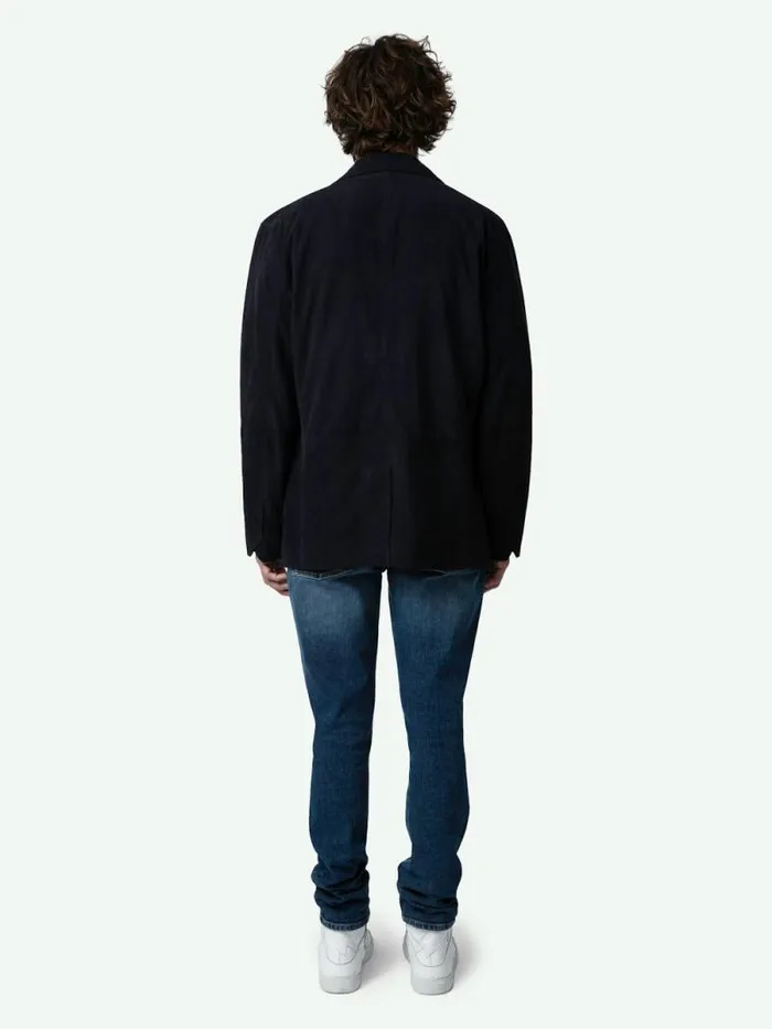 Men Zadig and Voltaire Jackets and Coats Valfried Suede Blazer Encre