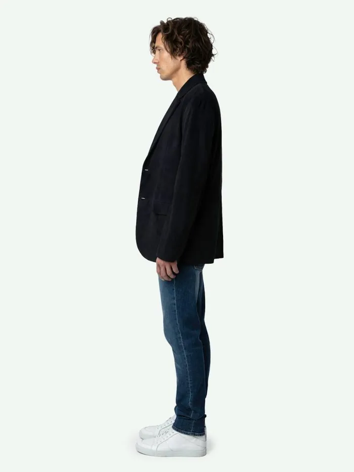 Men Zadig and Voltaire Jackets and Coats Valfried Suede Blazer Encre