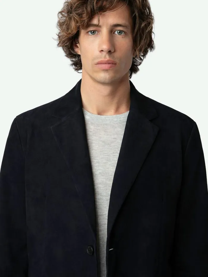 Men Zadig and Voltaire Jackets and Coats Valfried Suede Blazer Encre