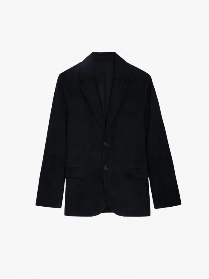 Men Zadig and Voltaire Jackets and Coats Valfried Suede Blazer Encre