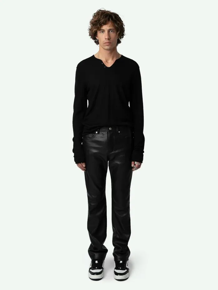 Men Zadig and Voltaire Pants and Shorts John Leather Pants Black