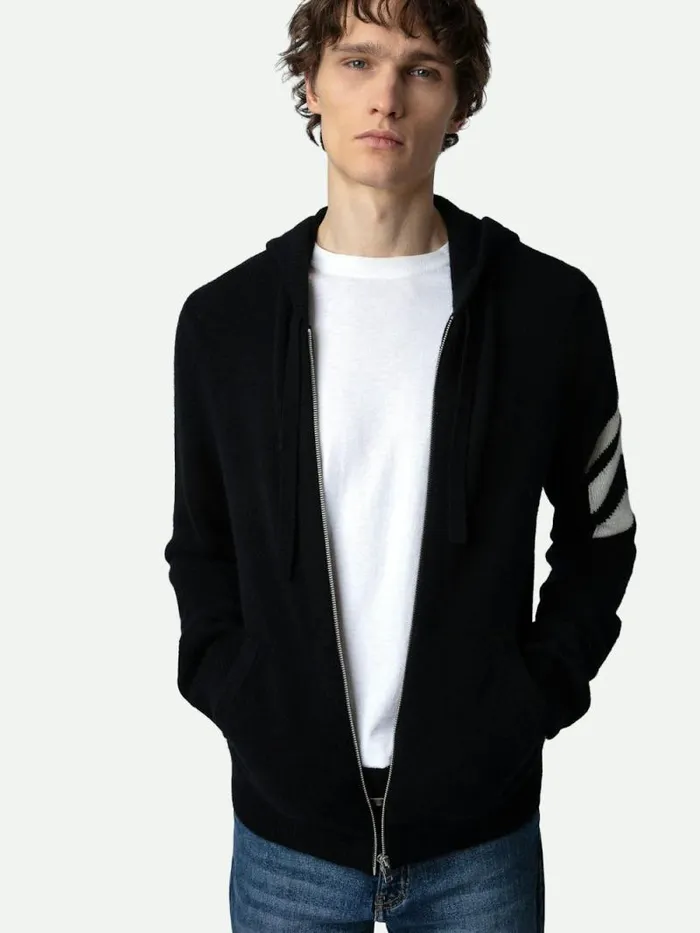 Men Zadig and Voltaire Sweaters and Cardigans Clash Arrow Cashmere Cardigan Black Men Zadig and Voltaire Sweaters and Cardigans Clash Arrow Cashmere Cardigan Black