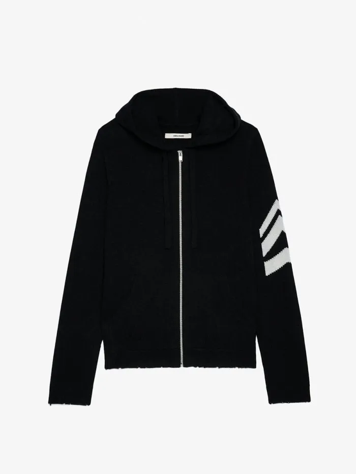 Men Zadig and Voltaire Sweaters and Cardigans Clash Arrow Cashmere Cardigan Black Men Zadig and Voltaire Sweaters and Cardigans Clash Arrow Cashmere Cardigan Black