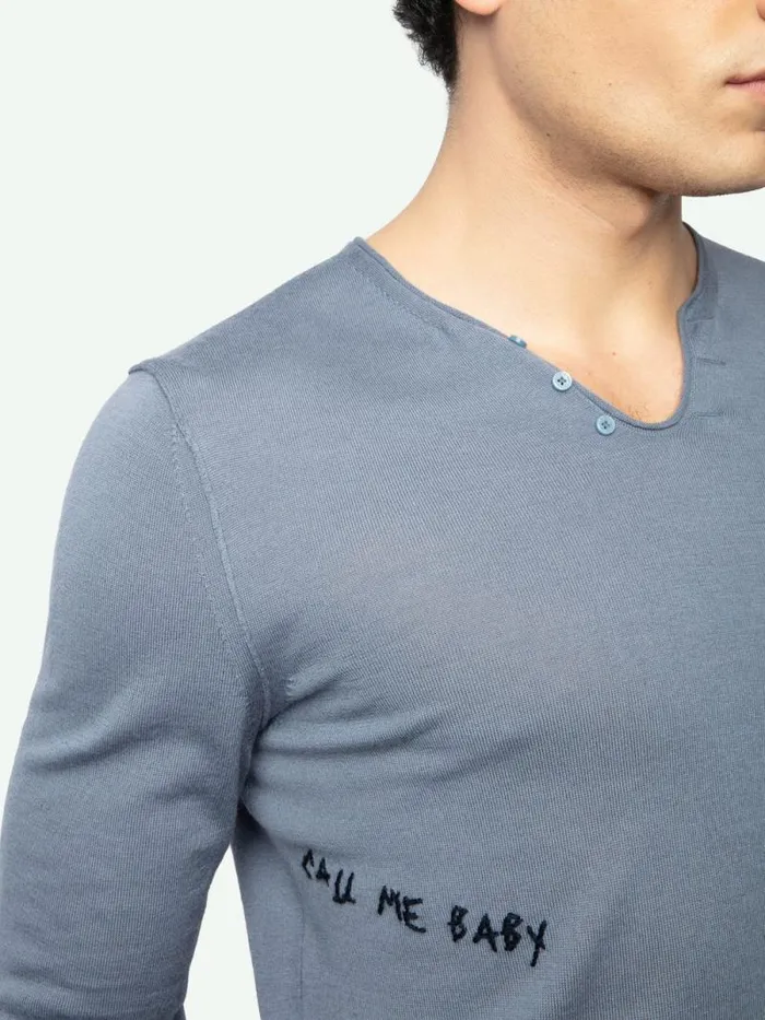 Men Zadig and Voltaire Sweaters and Cardigans Monastir Wool Sweater Stormy Men Zadig and Voltaire Sweaters and Cardigans Monastir Wool Sweater Stormy