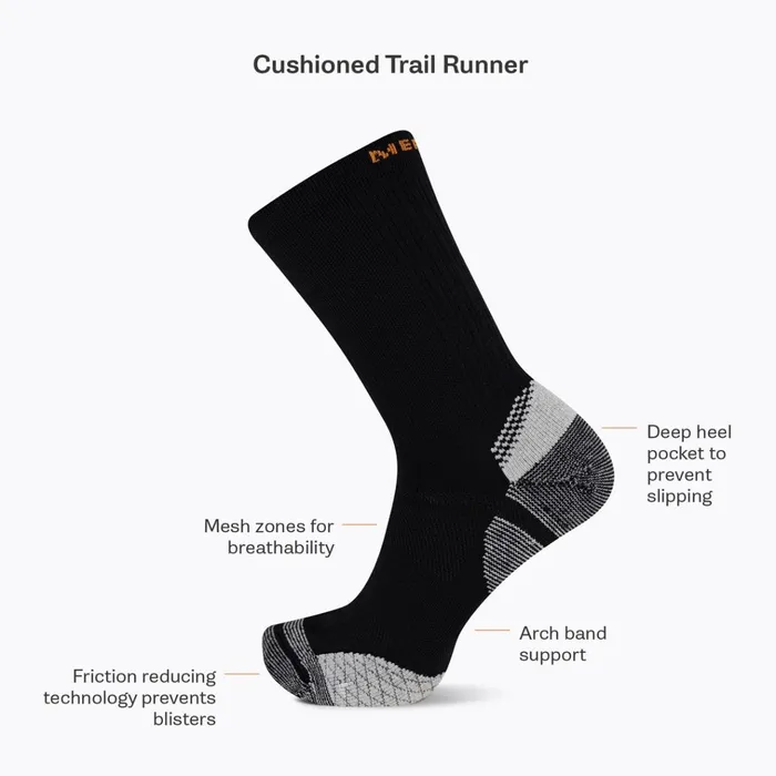 Merrell Cushion Trail Runner Crew Sock Light Yellow MenWomen Socks