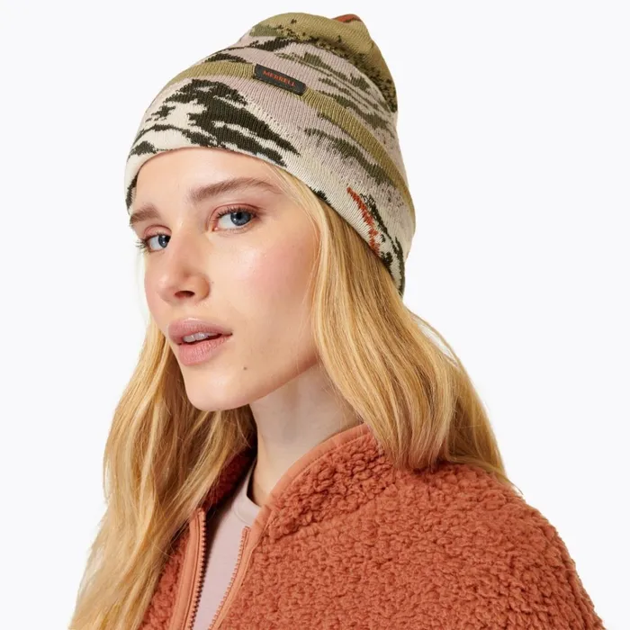 Merrell Jacquard Beanie Grey Green Mountain MenWomen Hats