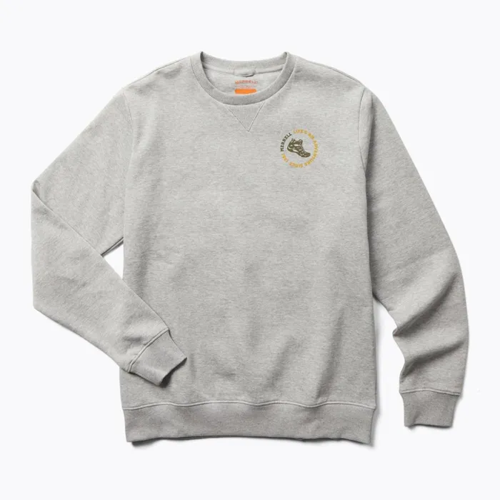 Merrell Life039s An Adventure Crew Neck Fleece Grey Heather Men Tops
