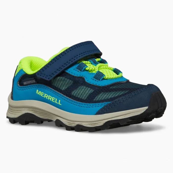 Merrell Little Moab Speed Low AC Jr Waterproof Sneaker Navyhi Viz Kids Easy On Easy Off