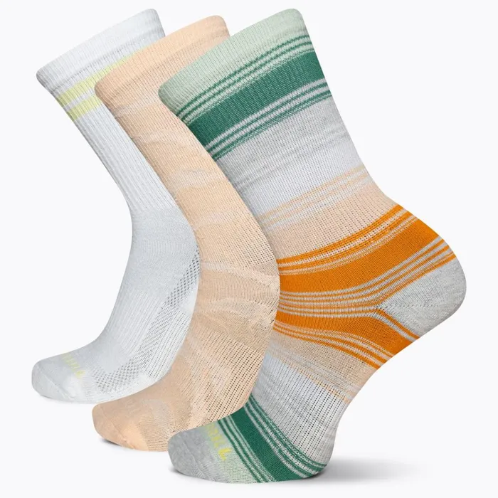 Merrell Recycled Everyday Crew Sock 3 Pack Peach Assorted MenWomen Socks