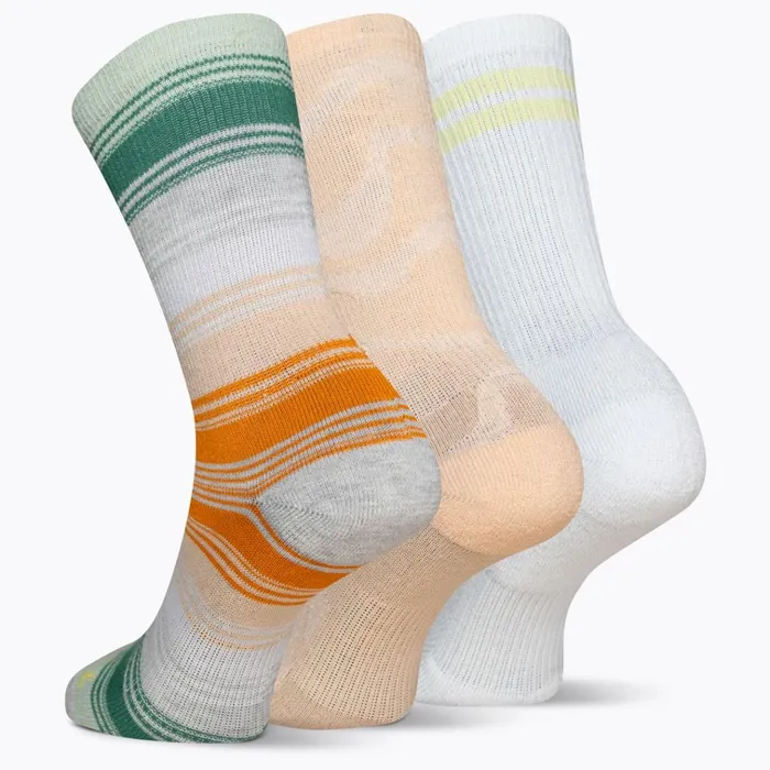 Merrell Recycled Everyday Crew Sock 3 Pack Peach Assorted MenWomen Socks