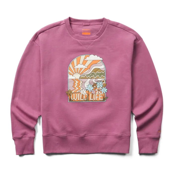 Merrell Wildlife Fleece Crewneck Bordeaux Women Tops
