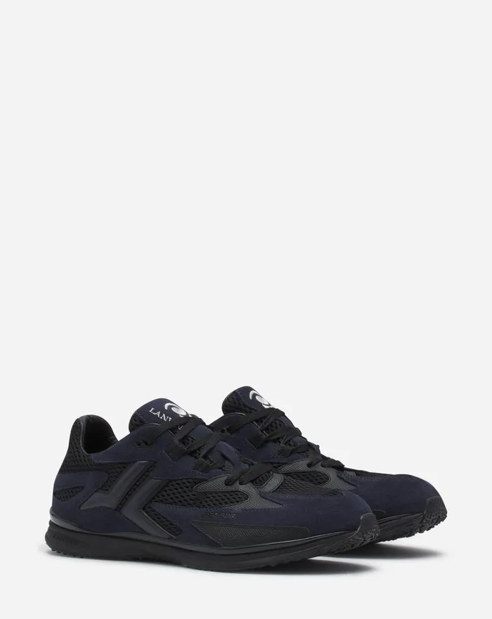Meteor Sneakers In Mesh And Suede Anthraciteblack Men Lanvin Sneakers