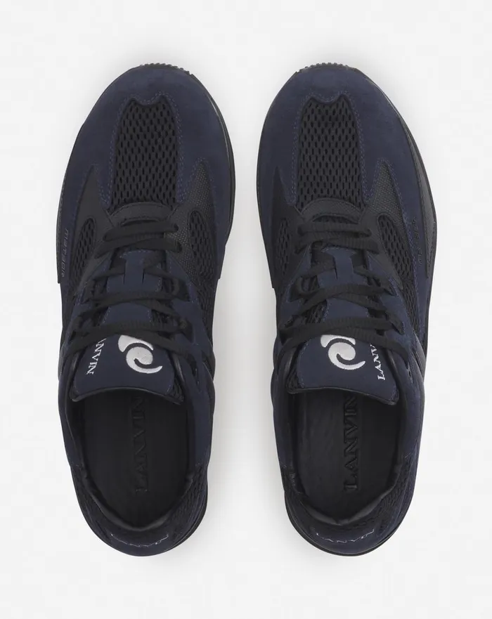 Meteor Sneakers In Mesh And Suede Anthraciteblack Men Lanvin Sneakers