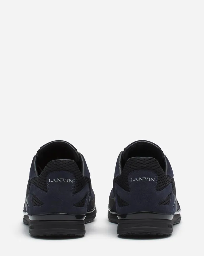 Meteor Sneakers In Mesh And Suede Anthraciteblack Men Lanvin Sneakers