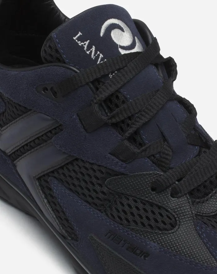 Meteor Sneakers In Mesh And Suede Anthraciteblack Men Lanvin Sneakers