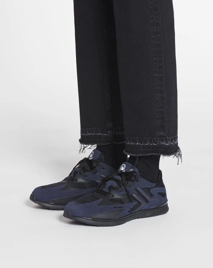 Meteor Sneakers In Mesh And Suede Anthraciteblack Men Lanvin Sneakers
